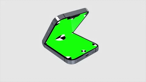 3D render folding modern smartphone with green screen is opening with home Stock Footage 265164691