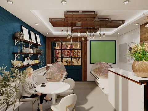 3d render food store retail shop grocery Stock Illustration