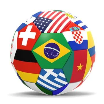 3d render of football with flags Stock Illustration