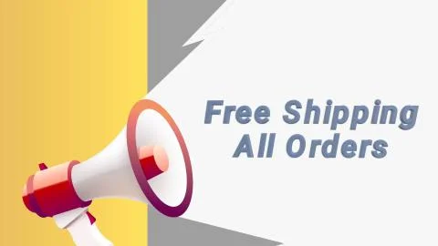 3d render Free shipping all orders tag. Banner design template for marketing. Illustrazione stock