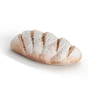 3D render of a freshly baked loaf of bread isolated on a white background. Stock Illustration