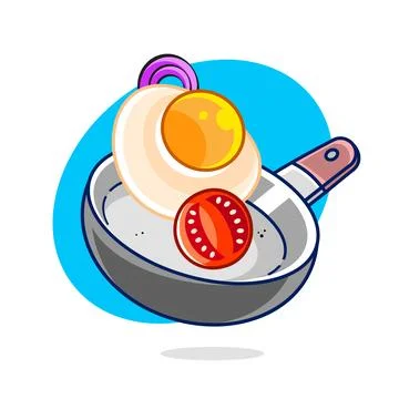 3D render fried egg in a cast iron skillet isolated on pink background vector Stock Illustration