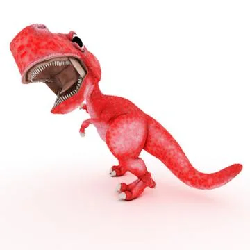 3D Render of Friendly Cartoon Dinosaur Stock Illustration