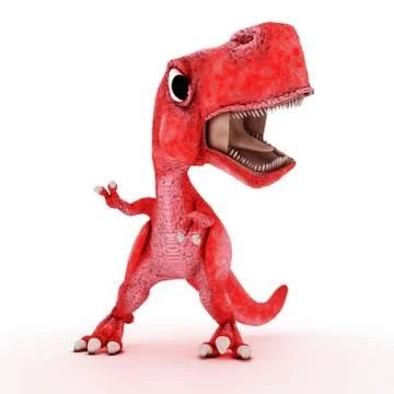 3D Render of Friendly Cartoon Dinosaur Stock Illustration