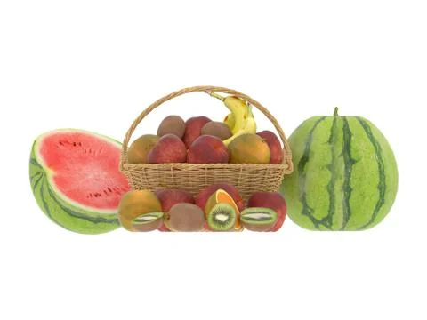 3d render of fruits basket Illustrazione stock
