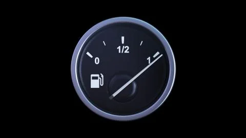 3d render fuel tank sensor at zero on black background Stock Illustration