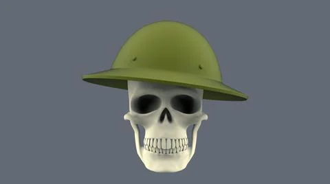 3d render full face skull military british helmet on a black background Illustrazione stock