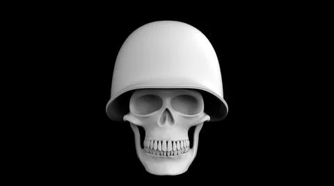 3d render full face skull military american helmet on a black background Illustrazione stock