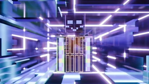 3D render, funny robot with flashing lights, futuristic design Vidéo 277545907