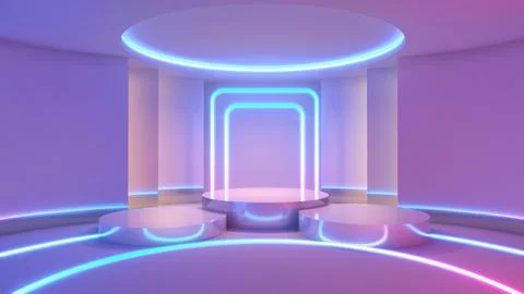3D Render for future premium product with neon cove lighting Stock-Illustration