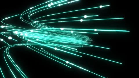 3D Render A futuristic, abstract design featuring glowing neon-green light .. Stock Illustration