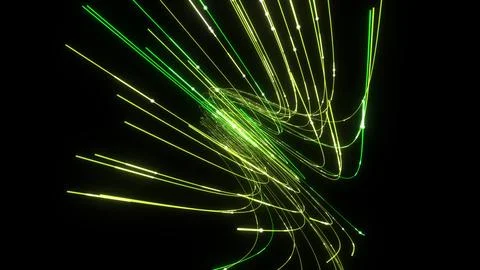 3D Render A futuristic, dynamic composition featuring swirling, glowing lin.. Stock Illustration