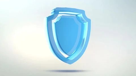 3d render of a futuristic glass shield icon on gray background Stockbeeldmateriaal 344165558