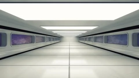 3d Render. Futuristic interior design for movie or background Stock Illustration