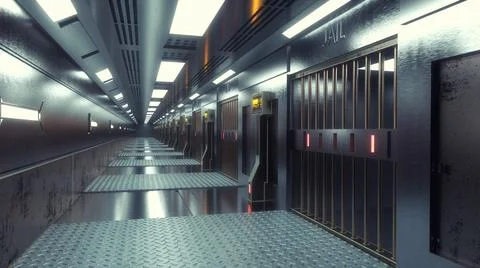 3d render futuristic interior jail Stock Illustration