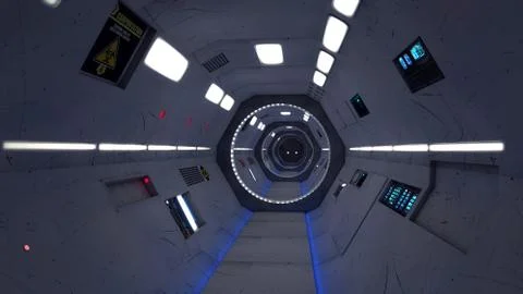 3D render. Futuristic interior spaceship design Stock-Illustration