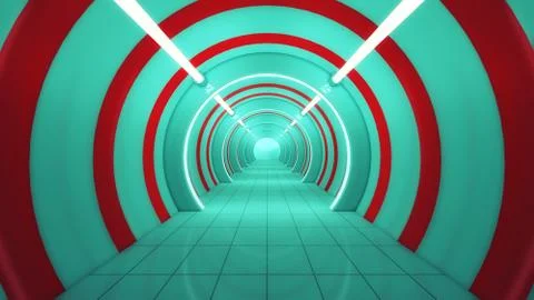 3D render. Futuristic interior spaceship design Stock-Illustration