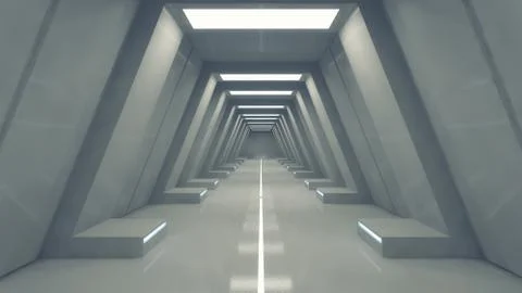 3D render. Futuristic interior spaceship design Stock Illustration
