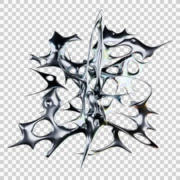 3D render of futuristic iridescent chrome metallic type Stock Illustration