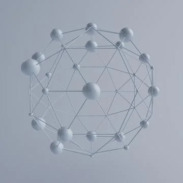 3D Render of Futuristic Minimalistic White Connected Spheres Stockillustratie