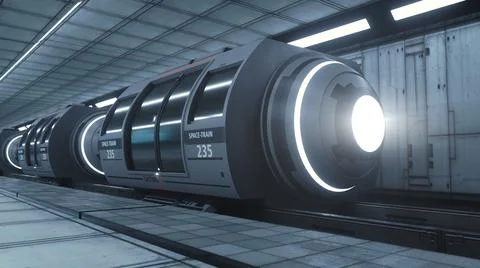 3d render. Futuristic space train concept Stock Illustration