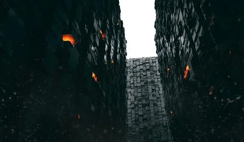 3d render of futuristic structure, walls Illustrazione stock