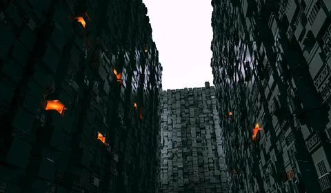 3d render of futuristic structure, walls Stock Illustration