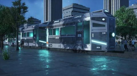 3d render. Futuristic train concept Stock Illustration