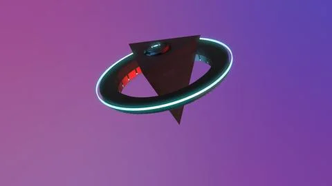 3d render futuristic triangle shape with light on blue background Stock Illustration