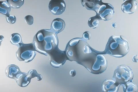3D render of futuristic water molecule model. Scifi background イラスト素材