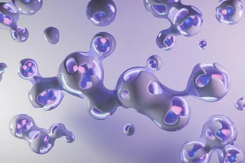 3D render of futuristic water molecule model. Scifi background Illustrazione stock
