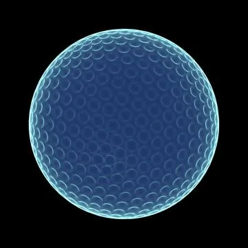 3D Render of Futuristic Wireframe Neon Style Golfball Stock Illustration