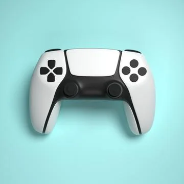 3d render game white controller sign gamer technology fun in blue background Stock Illustration