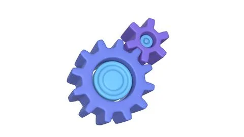 3d render. GEAR in cartoon style on white background. Well suited for a lan.. Illustrazione stock