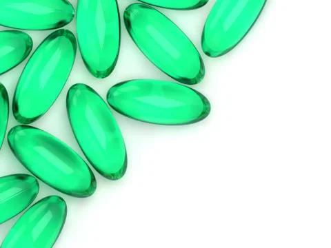 3d render of gel capsules and place for text Illustrazione stock