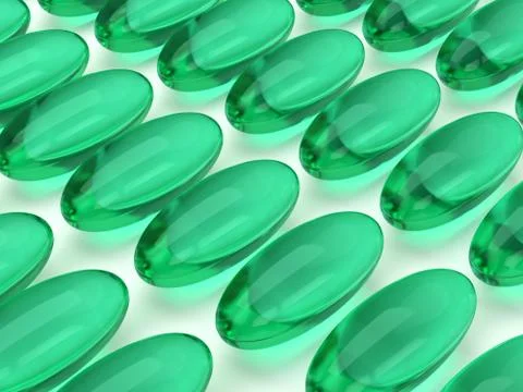 3d render of gel pills in row Stock Illustration
