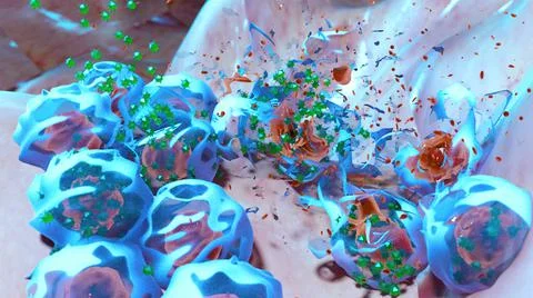 3D Render of Gene Therapy using Adenovirus Stock Illustration