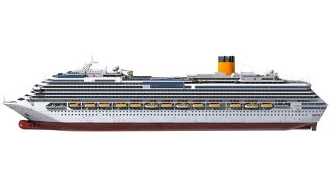 3D render of a generic luxury cruise ship in side profile view Stock Illustration