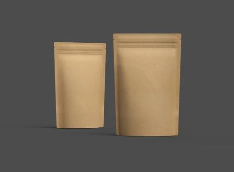 3D render for a generic, paper doy-pack with zipper on a dark background Stock Illustration