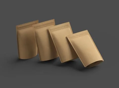 3D render for a generic, paper doy-pack with zipper on a dark background Stock Illustration