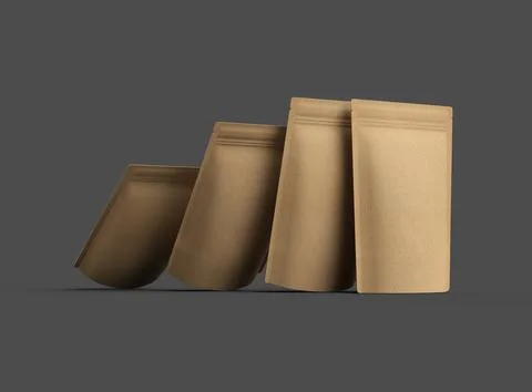 3D render for a generic, paper doy-pack with zipper on a dark background Stock Illustration