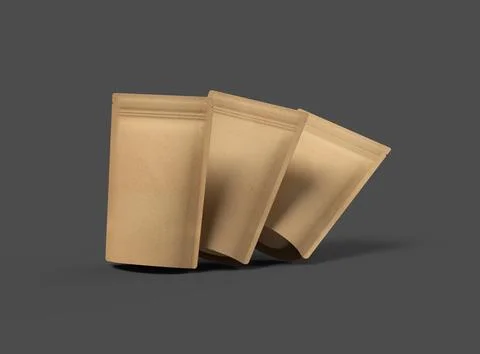 3D render for a generic, paper doy-pack with zipper on a dark background Stock Illustration