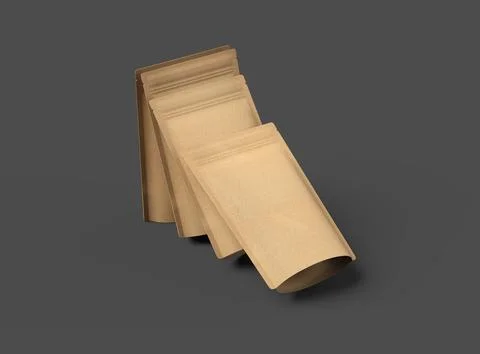3D render for a generic, paper doy-pack with zipper on a dark background Stock Illustration