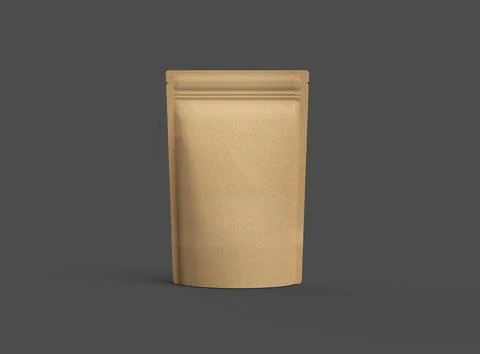 3D render for a generic, paper doy-pack with zipper on a dark background Stock-Illustration