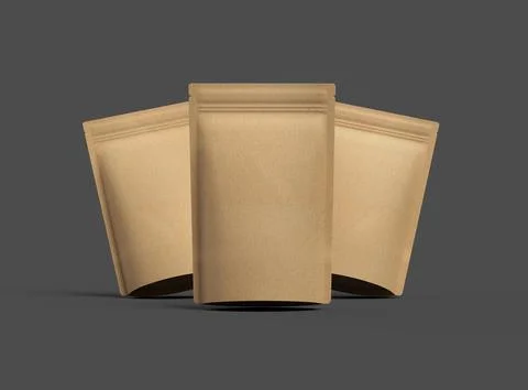 3D render for a generic, paper doy-pack with zipper on a dark background Stock Illustration