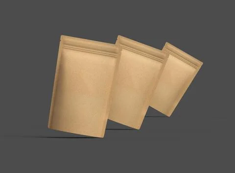 3D render for a generic, paper doy-pack with zipper on a dark background Stock Illustration
