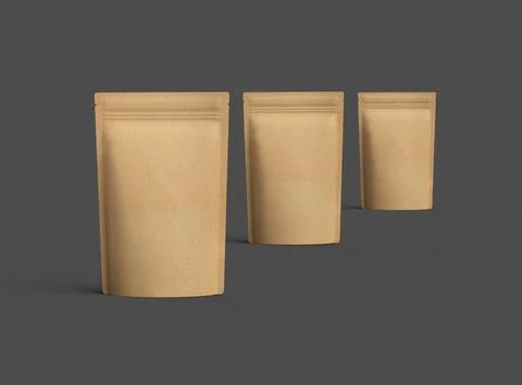 3D render for a generic, paper doy-pack with zipper on a dark background Illustrazione stock