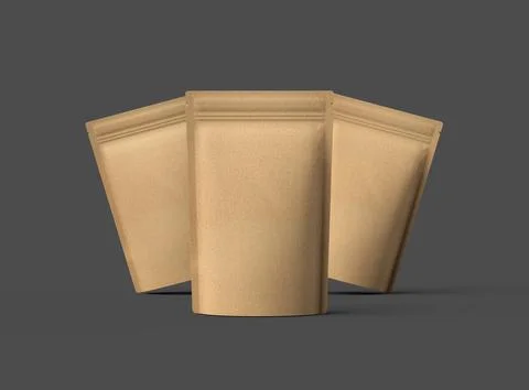 3D render for a generic, paper doy-pack with zipper on a dark background Stock Illustration