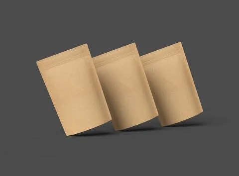 3D render for a generic, paper doy-pack with zipper on a dark background Stock Illustration
