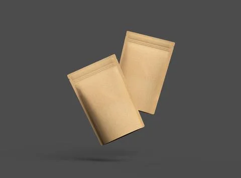 3D render for a generic, paper doy-pack with zipper on a dark background Stock Illustration